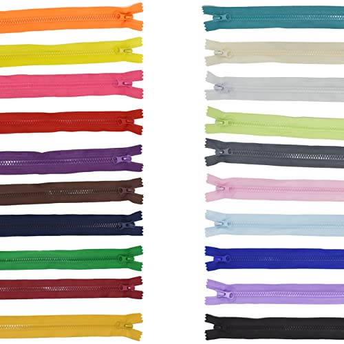 20PCS #5 Resin Zippers Separating Jacket Zippers 20 Colors Mixed Non-Separating Close-end Zippers Molded Plastic Zippers Bulk for Sewing Clothes Purse Bags Garment Home DIY Projects