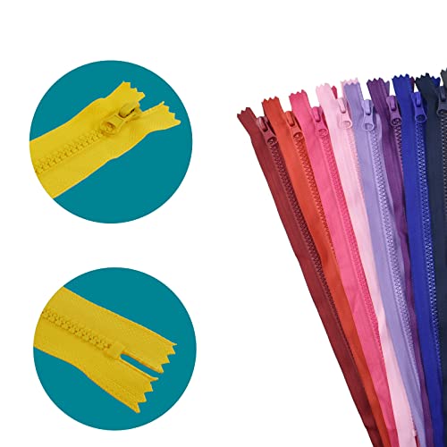 20PCS #5 Resin Zippers Separating Jacket Zippers 20 Colors Mixed Non-Separating Close-end Zippers Molded Plastic Zippers Bulk for Sewing Clothes Purse Bags Garment Home DIY Projects