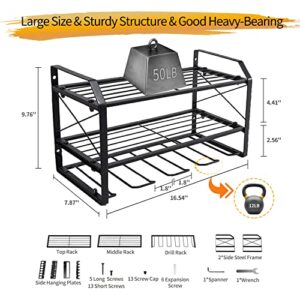 LIYJTK Power Tool Organizer, 3 Layers Heavy Duty Garage Tool Organizers and Storage, Drill Holder Wall Mount Floating Tool Shelf Storage Rack for Garage Organization Gift for Men Dad Father's Day