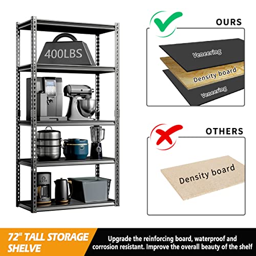 ZIKEBTUY Garage Storage Shelves, Adjustable 5-Tier Metal Heavy Duty Shelving, Utility Storage Rack for Garage Organization Warehouse Basement Shelf Rack, 35.8" W x 16.2" D x 72" H, 4 Pack