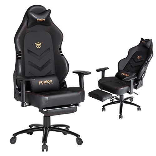 Big and Tall Gaming Chair with Footrest 350lbs-Racing Style Computer Gamer Chair, Ergonomic High Back PC Chair with Wide Seat, Reclining Back, 3D Armrest, Headrest and Lumbar Support for Adult-Black