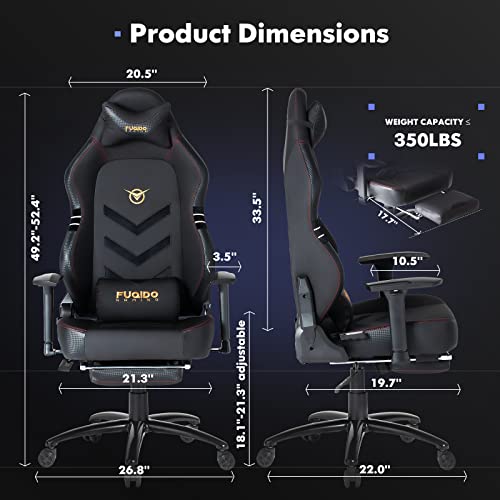 Big and Tall Gaming Chair with Footrest 350lbs-Racing Style Computer Gamer Chair, Ergonomic High Back PC Chair with Wide Seat, Reclining Back, 3D Armrest, Headrest and Lumbar Support for Adult-Black