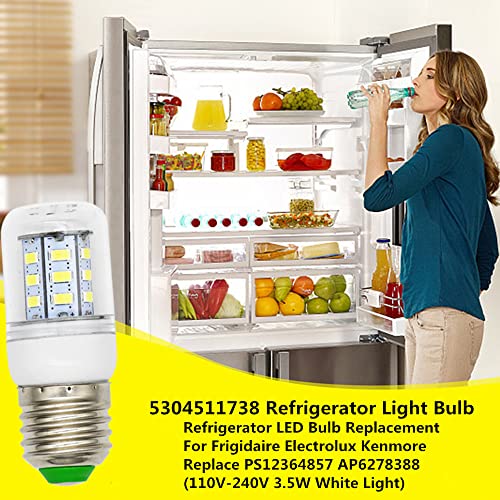 Sigely KEI D34L Refrigerator Bulb Replacement for Frigidaire 5304511738 LED Refrigerator Light Bulb Replace PS12364857 AP6278388 4584444 (110V-240V 3.5W White Light) 2 Pack