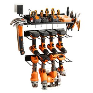 yuetong power tool organizer,drill holder wall mount for tool organizers,free assemble garage organizers and storage rack,heavy duty & wall studs available(1 shelf+2 racks)