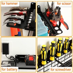 YueTong Power Tool Organizer,Drill Holder Wall Mount For Tool Organizers,Free Assemble Garage Organizers And Storage Rack,Heavy Duty & Wall Studs Available(1 Shelf+2 racks)