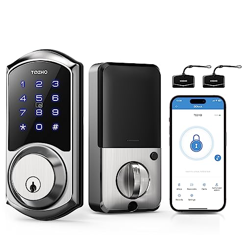 Smart Door Lock - TEEHO Keyless Entry Door Lock with Keypads - Electronic Door Locks - Easy Installation - IP54 Waterproof - Auto Lock