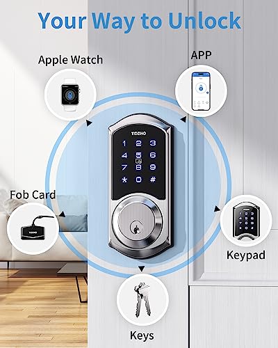 Smart Door Lock - TEEHO Keyless Entry Door Lock with Keypads - Electronic Door Locks - Easy Installation - IP54 Waterproof - Auto Lock