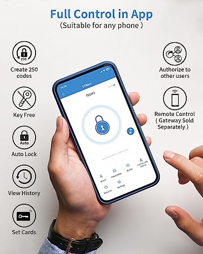 Smart Door Lock - TEEHO Keyless Entry Door Lock with Keypads - Electronic Door Locks - Easy Installation - IP54 Waterproof - Auto Lock