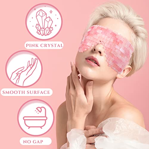 Hicarer 2 Pcs Jade Eye Mask Rose Green Jade Stone Eye Mask Facial Cooling Mask for Alleviate Puffiness Massage Relax Wrinkles Relieve Migraine Meditation Beauty