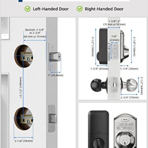 TEEHO TE002K Fingerprint Door Lock Set - Keyless Entry Door Lock with Handle - Door Knob with Keypad Deadbolt - Smart Locks for Front Door - Auto Lock - No Need App - Easy Installation - Satin Nickel