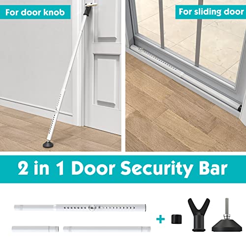 Door Security Bar,Sliding Door Lock Bar with Anti Lift Lock,Adjustable Sliding Door Security Bar for House, Apartment, School, Hotel Door Security System