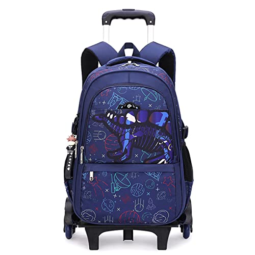 EKUIZAI Dinosaur Print Elementary Trolley Backpack for Boys Middle School student Carry-on Luggage Bookbag with Wheels