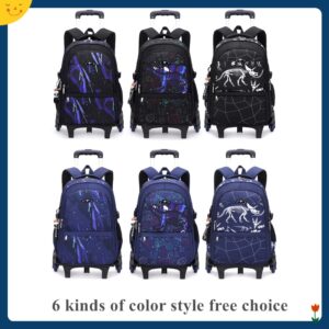 EKUIZAI Dinosaur Print Elementary Trolley Backpack for Boys Middle School student Carry-on Luggage Bookbag with Wheels