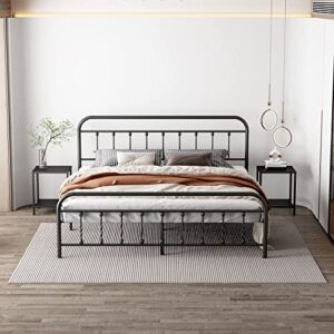 kujielan metal platform bed frame - stylish simplicity twin bed frame with headboard and footboard bed frame ,under bed frame storage suitable for bedroom,guest room，apartment