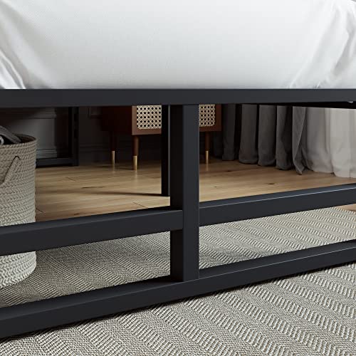 SHA CERLIN Twin Size Metal Bed Frame, 14 Inch Heavy Duty Platform Bed, High Under Bed Storage Space, Steel Slats Support up to 1000 lbs, No Box Spring Needed, Mattress Anti-Slip Design, Noise Free