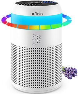 afloia hepa air purifiers for bedroom with 7 colors light, mini air purifier with fragrance sponge for home office living room, small desktop air purifier for pet dander mold pollen odor smoke dust