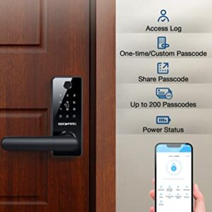 Wi-Fi Smart Lock, Fingerprint Keyless Entry Door Lock with Handle, Smart Lock for Front Door Anti-Peeping, Electronic Digital Keypad Door Lock Works with Alexa, Remotely Control (G2 Gateway Included)