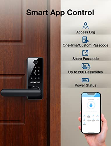 Wi-Fi Smart Lock, Fingerprint Keyless Entry Door Lock with Handle, Smart Lock for Front Door Anti-Peeping, Electronic Digital Keypad Door Lock Works with Alexa, Remotely Control (G2 Gateway Included)