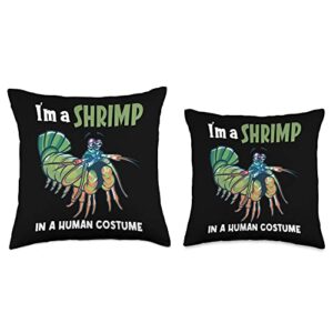 Peacock Mantis Shrimp Wildlife cute Shrimps ByHibl Animal Protectionc Cute Peacock Mantis Shrimp Throw Pillow, 16x16, Multicolor