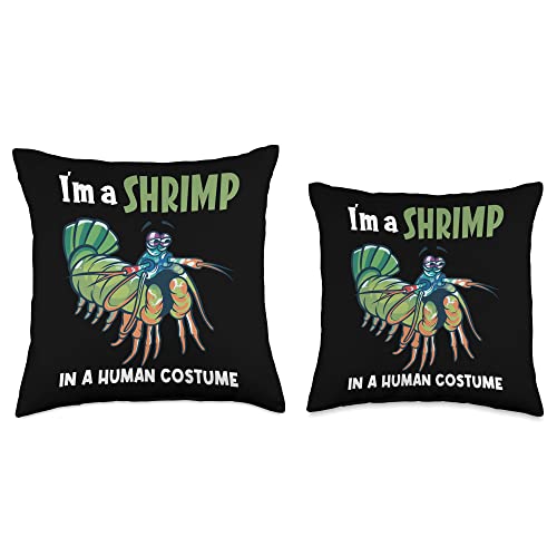 Peacock Mantis Shrimp Wildlife cute Shrimps ByHibl Animal Protectionc Cute Peacock Mantis Shrimp Throw Pillow, 16x16, Multicolor