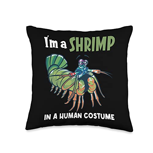 Peacock Mantis Shrimp Wildlife cute Shrimps ByHibl Animal Protectionc Cute Peacock Mantis Shrimp Throw Pillow, 16x16, Multicolor