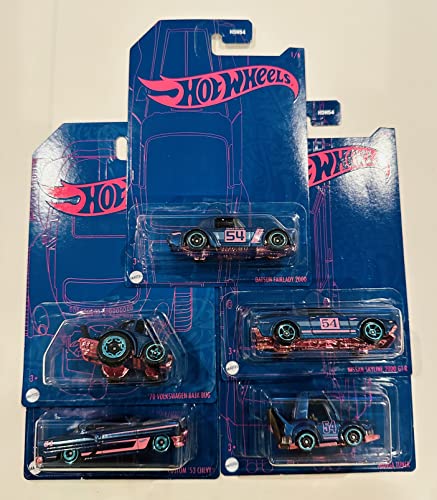 Hot Wheels 2022 - Pearl & Chrome Series 2 - Set of 5 - with Out Chase - Skyline 2000 GT-R, Fairlady Z, Baja Bug, 53 Chevy, Manga Tuner - Ships Bubble Wrapped in a Box