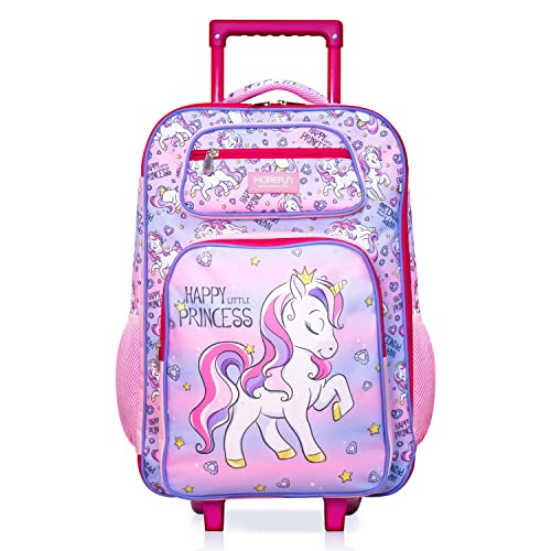 MOREFUN 18 Inch Kids Travel Bag Rolling Luggage,Toddler Child Suitcase for Boys, Kids Carry-on Luggage with Wheels for Girls,Unicorn Suitcase