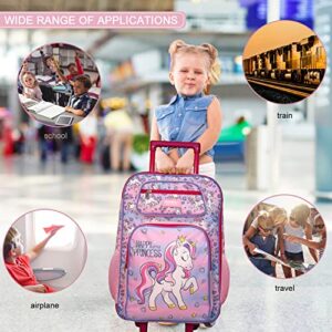 MOREFUN 18 Inch Kids Travel Bag Rolling Luggage,Toddler Child Suitcase for Boys, Kids Carry-on Luggage with Wheels for Girls,Unicorn Suitcase