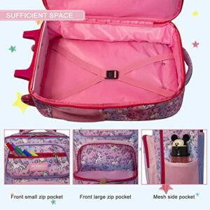 MOREFUN 18 Inch Kids Travel Bag Rolling Luggage,Toddler Child Suitcase for Boys, Kids Carry-on Luggage with Wheels for Girls,Unicorn Suitcase