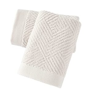 sense gnosis super soft white hand towels terry striped weave pattern ultra absorbent 100% cotton towel for bathroom(13 x 29 inch), 2 pieces