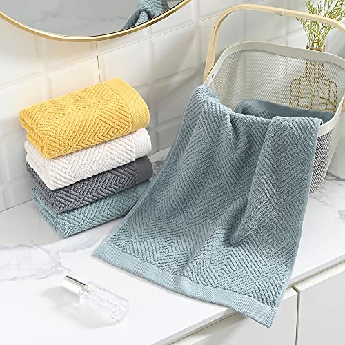 sense gnosis Super Soft White Hand Towels Terry Striped Weave Pattern Ultra Absorbent 100% Cotton Towel for Bathroom(13 X 29 Inch), 2 Pieces