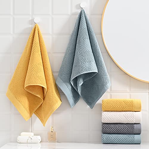 sense gnosis Super Soft White Hand Towels Terry Striped Weave Pattern Ultra Absorbent 100% Cotton Towel for Bathroom(13 X 29 Inch), 2 Pieces