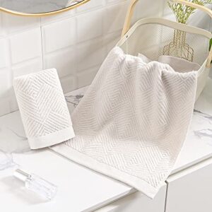 sense gnosis Super Soft White Hand Towels Terry Striped Weave Pattern Ultra Absorbent 100% Cotton Towel for Bathroom(13 X 29 Inch), 2 Pieces