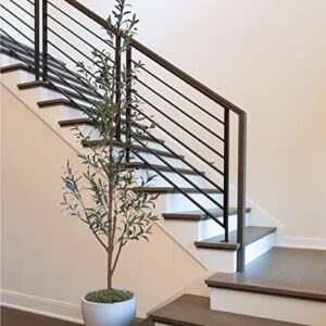 7.6FT (92'') Olive Tall Skinny Artificial Plants for Home Indoor, Fake Potted Olive Silk Tree for Modern Home Office Living Room Floor Decor Indoor