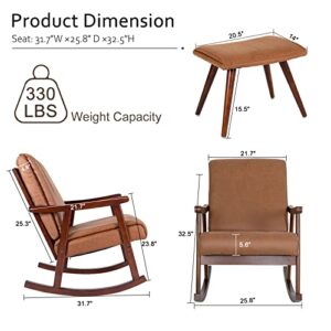 Okeysen Nursery Rocking Chair with Ottoman,Upholstered Rocker Chair Glider Chair for Nursery,Nursing Chair with Footrest,Mid Century Modern Accent Armchair for Nursery Bedroom Living Room