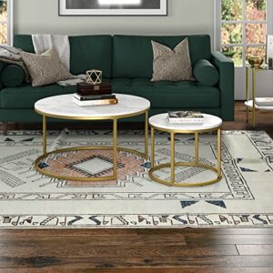 Henn&Hart Watson Coffee Table, 35" and 22" Wide, Gold/White