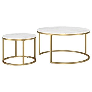 Henn&Hart Watson Coffee Table, 35" and 22" Wide, Gold/White