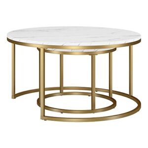 Henn&Hart Watson Coffee Table, 35" and 22" Wide, Gold/White