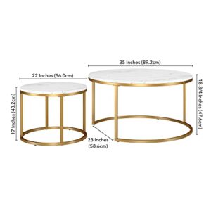 Henn&Hart Watson Coffee Table, 35" and 22" Wide, Gold/White