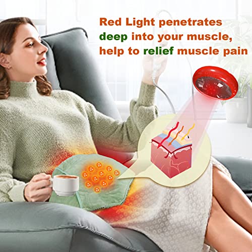 Red Light Heating Pad for Back Pain, Cramps Relief with Strap, Jade Stone Heating Pad for Back Pain Relief, 14"*24" Large Photon Heated Back Wrap for Lower Back Pain Relief with 12 Heating Setting