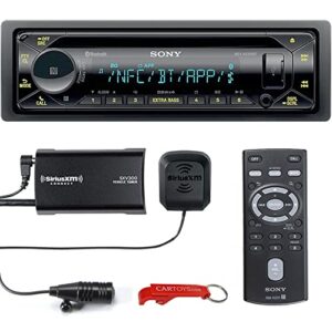 sony mex-n5300bt 1-din cd car stereo & siriusxm tuner bundle. radio with bluetooth, am/fm, plays flac files, 3 pre-amp outputs, two zone color illumination. voice control for android, siri eyes free