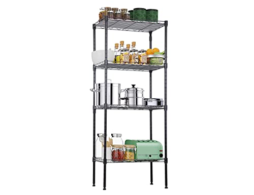 4-Tier Metal Wire Shelving Unit Kitchen Shelf Organizer Height Adjustable Storage Rack Utility Shelf Snack Shelf, NSF Certified Storage Shelves for Laundry Bathroom Kitchen Pantry Organization