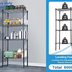 4-Tier Metal Wire Shelving Unit Kitchen Shelf Organizer Height Adjustable Storage Rack Utility Shelf Snack Shelf, NSF Certified Storage Shelves for Laundry Bathroom Kitchen Pantry Organization