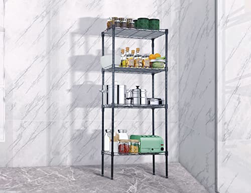 4-Tier Metal Wire Shelving Unit Kitchen Shelf Organizer Height Adjustable Storage Rack Utility Shelf Snack Shelf, NSF Certified Storage Shelves for Laundry Bathroom Kitchen Pantry Organization