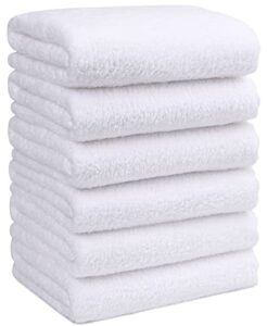 orighty 6 pack premium hand towels - ultra soft & highly absorbent - microfiber coral velvet for bathroom, gym, shower, spa, quick drying hand towel 15 x 25 inches (white)