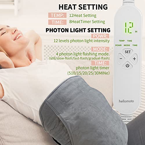 HELLOMOTO Photon Heating Pad for Pain Relief, Jade Stone Wrap Heating Pad,4-in-1 Electric Heating Pad - PSH01