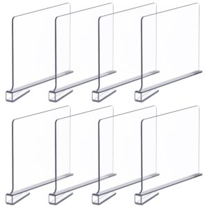 bigbcart acrylic shelf dividers for closet organization - wood closet shelf organizer | closet shelf divider | closet dividers for shelves, suitable for wooden or vertical shelves (8 pack)