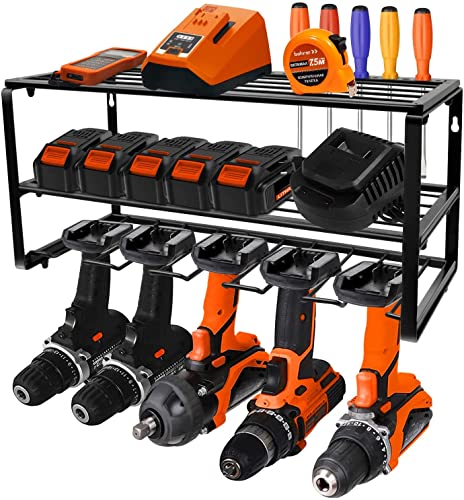 Keepsy Power Tool Organizer Utility Rack, Wall Mount, PegBoard, Heavy Duty Garage Tool Organizers Cordless Drill Holder and Storage Organization, Great Father's Day Gift