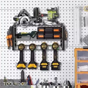 Keepsy Power Tool Organizer Utility Rack, Wall Mount, PegBoard, Heavy Duty Garage Tool Organizers Cordless Drill Holder and Storage Organization, Great Father's Day Gift