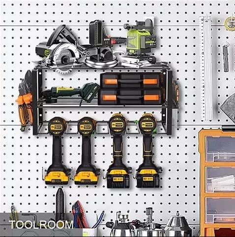 Keepsy Power Tool Organizer Utility Rack, Wall Mount, PegBoard, Heavy Duty Garage Tool Organizers Cordless Drill Holder and Storage Organization, Great Father's Day Gift